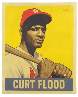 "A Baseball Card That Never Was: Curt Flood (1948 Leaf)"- Canvas Artwork 40x33 by Arthur Miller